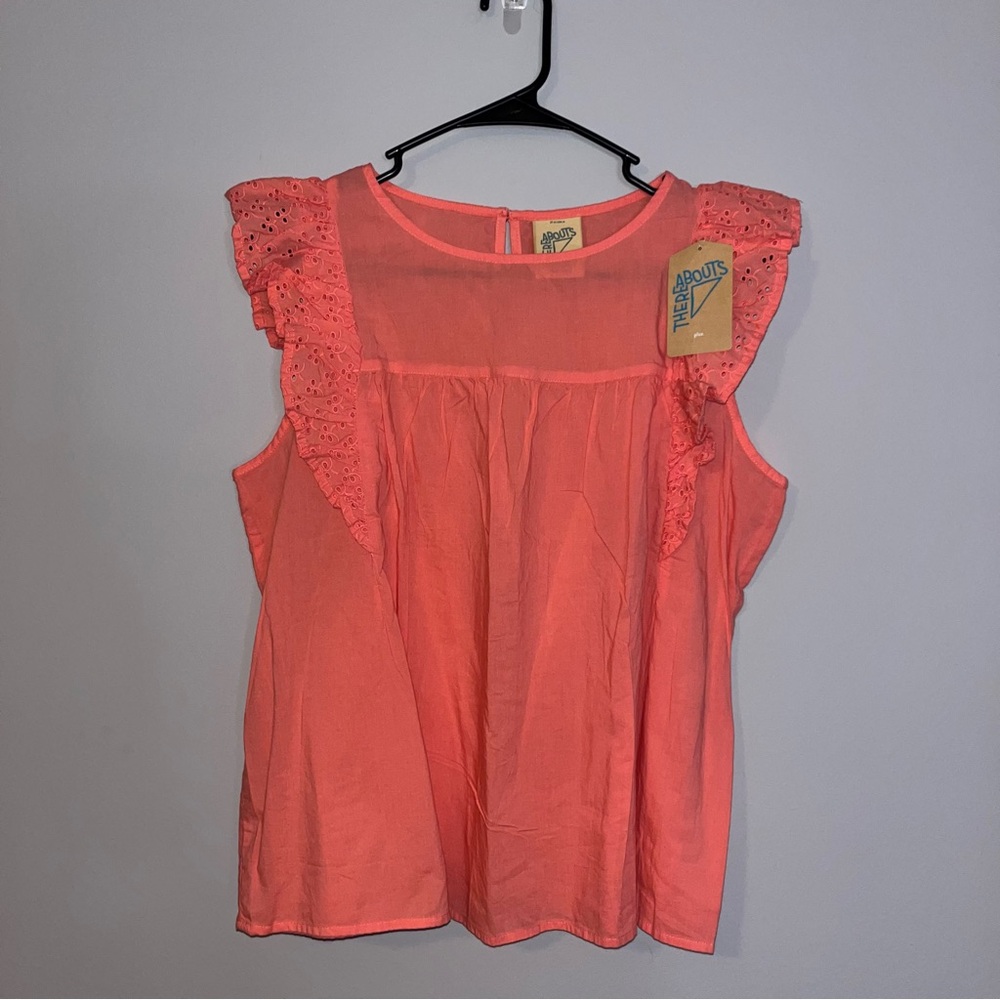 NEW Coral Flutter Sleeve Ruffled Blouse XXL Girls